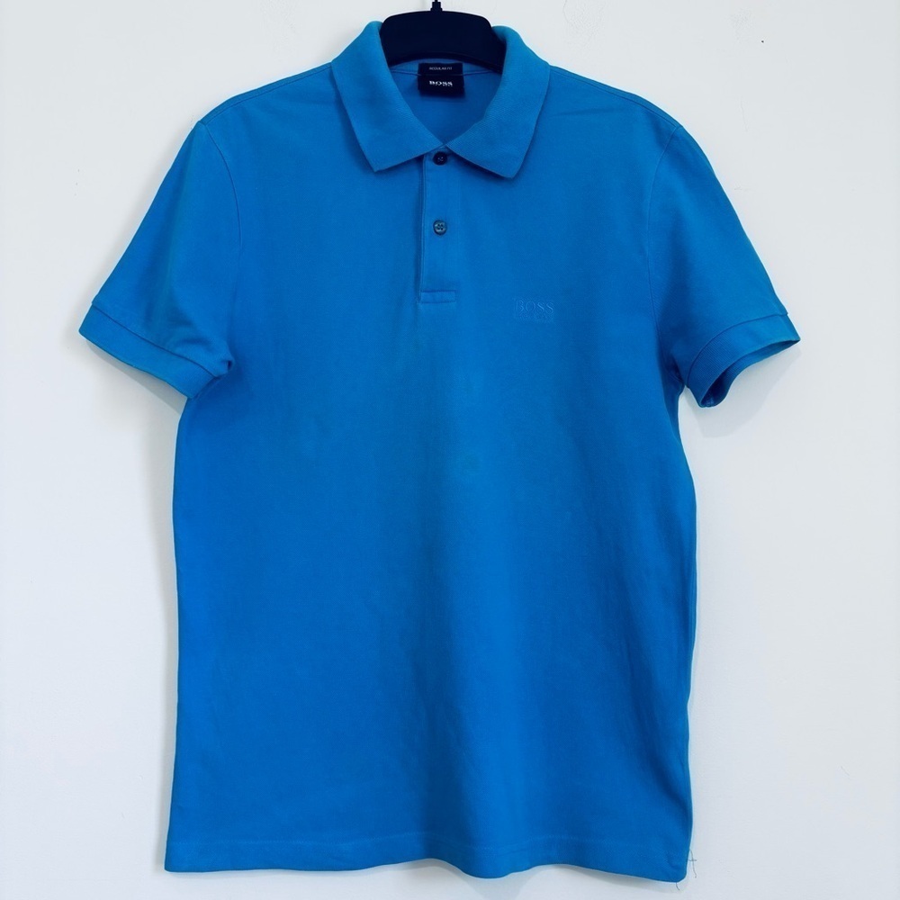 Hugo Boss Blue Regular Fit Cotton Short Sleeve Polo Shirt Size M